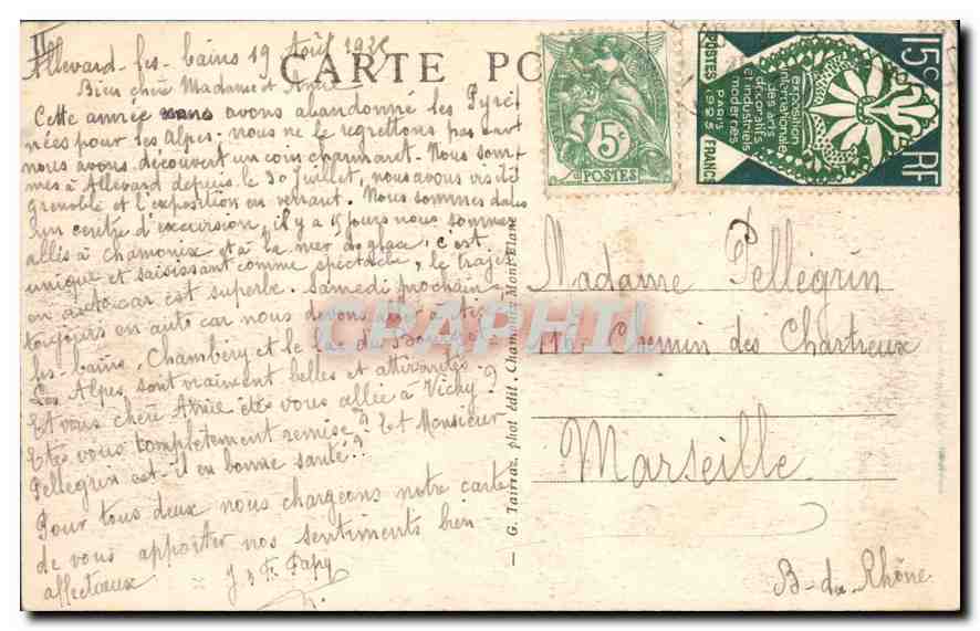 CPA Chamonix et le Brevent — Verso