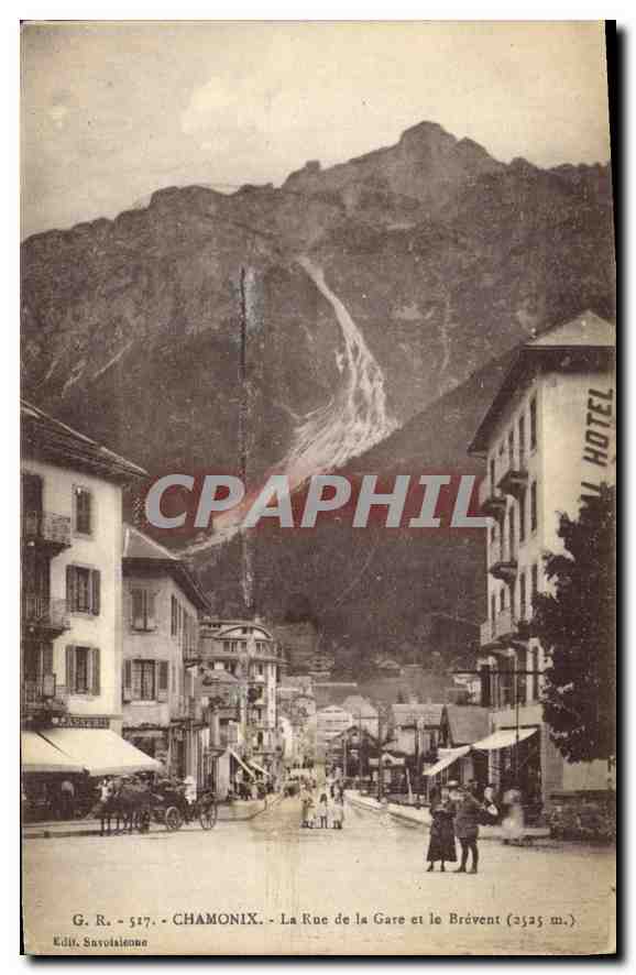Chamonix - La Rue de la Gare et le Brévent (3525 m.) — G. R. - 527 - Édit. Savoiaigne