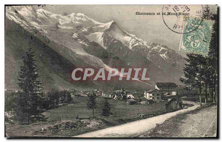 Chamonix et le Mont Blanc — vue panoramique — éditeur non visible