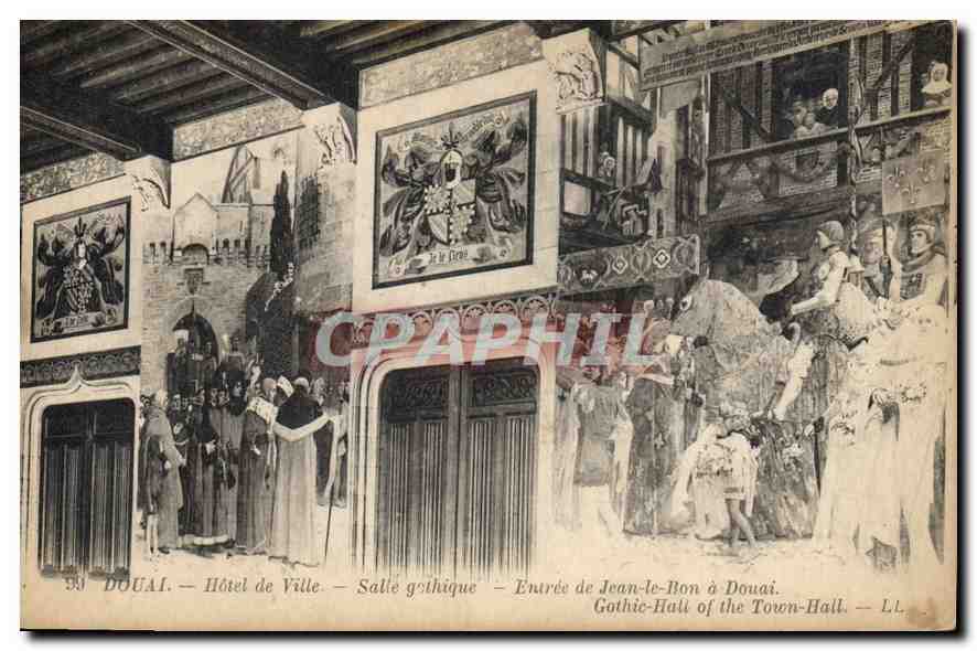 CPA Douai Hotel de Ville Salle gothique entree de Jean le Bon a Douai
