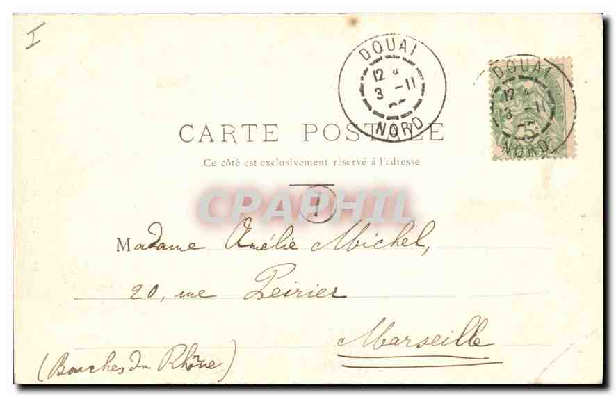 CPA Douai le 3 novembre 1902 Notre Dame de Paix — Back