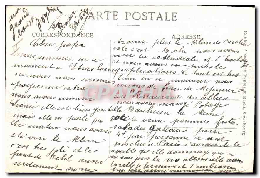 CPA Strasbourg (Bas Rhin) Palais des Rohan et la cathedrale — Rückseite