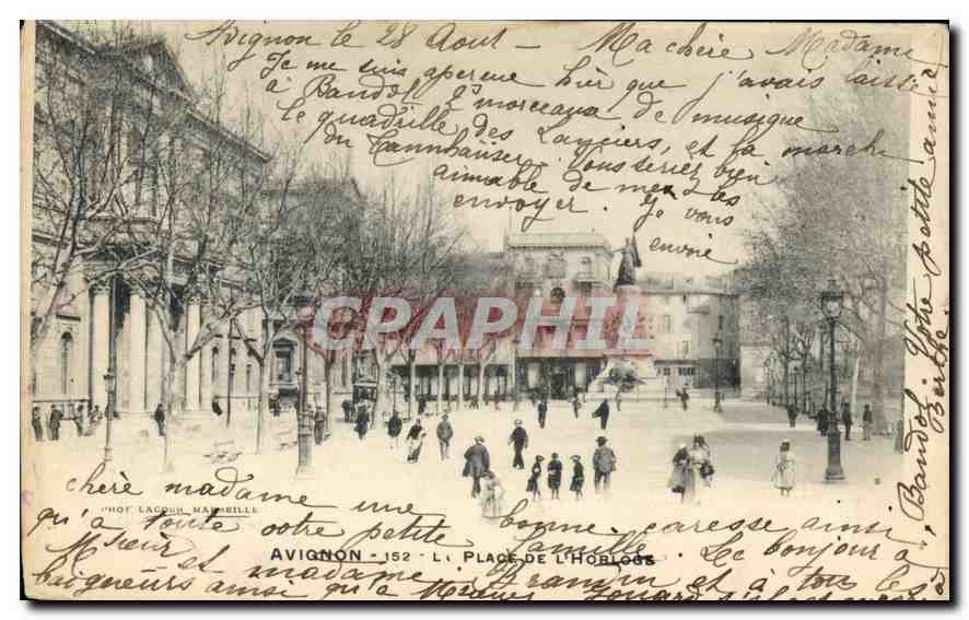Avignon - Place de l'Hôtel de Ville — vue de la place avec la statue de la Liberté — éditeur L. Lacour, n° 152