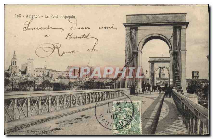 Avignon - Le Pont suspendu — éditeur E. Impr. - N°608