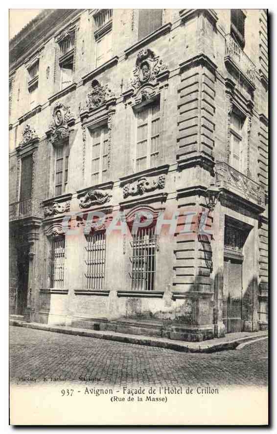 Avignon - Façade de l'Hôtel de Crillon (Rue de la Masse) — Mandoty & Jardot, série 937
