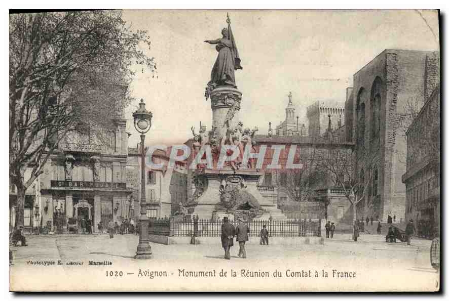 Avignon — Monument de la Réunion du Comtat à la France — Phototypie E. Lacour, Marseille, n° 1020
