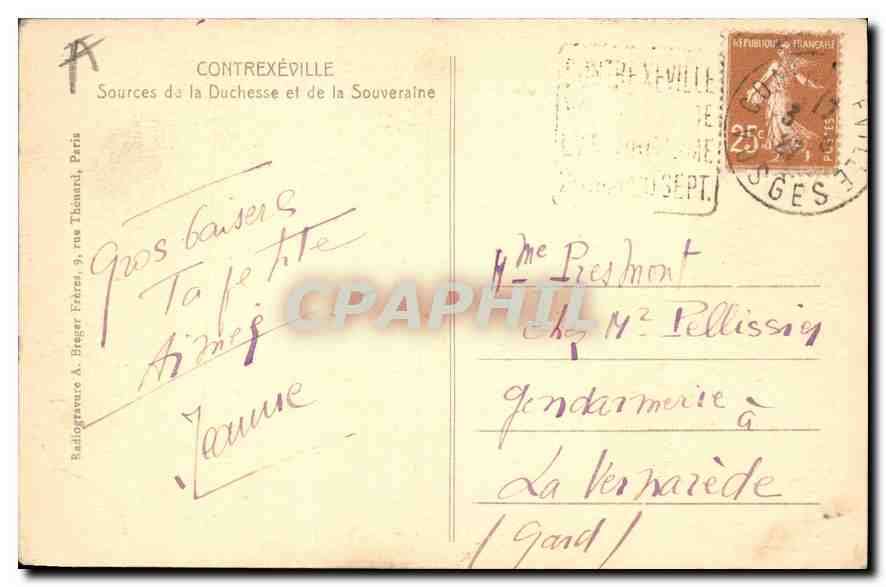 CPA Contrexeville Sources de la Duchesse et de la Souveraine — Rückseite
