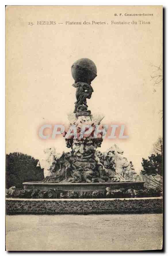 Béziers — Plateau des Poètes. Fontaine du Titan — B. F. Chalon-sur-Saône, n°25