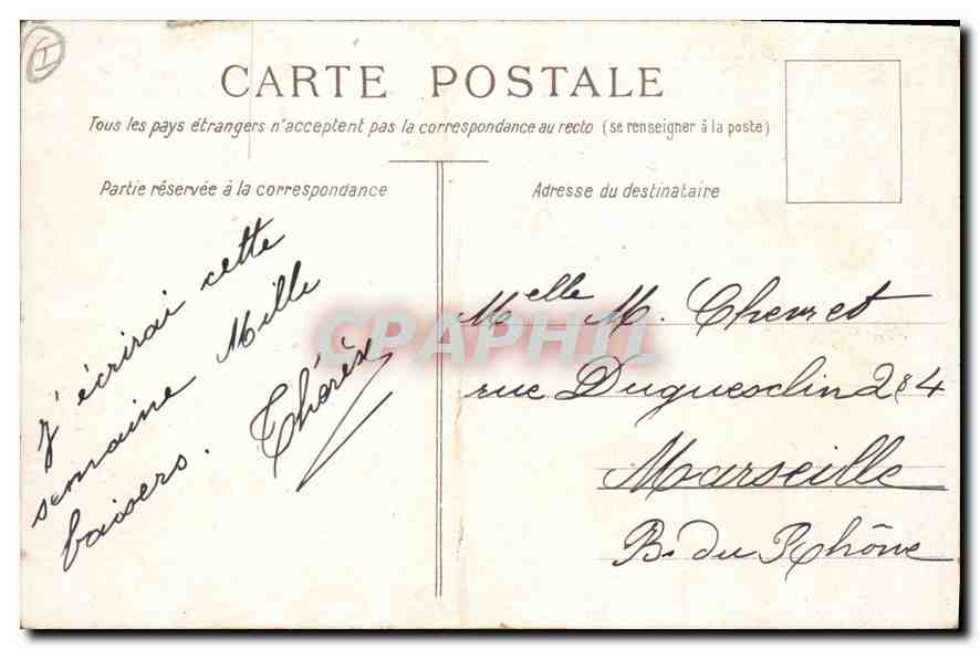 CPA Contrexeville Square de la Gare de Palavas et place de la Comedie — Rückseite