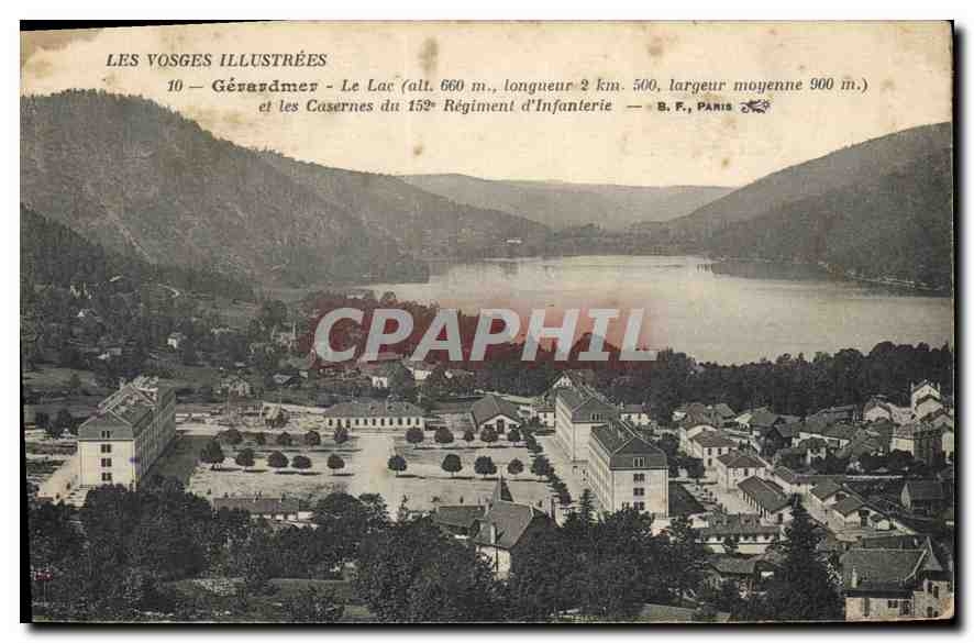 Gérardmer — Le Lac et les Casernes du 152e Régiment d'Infanterie — B. F., Paris
