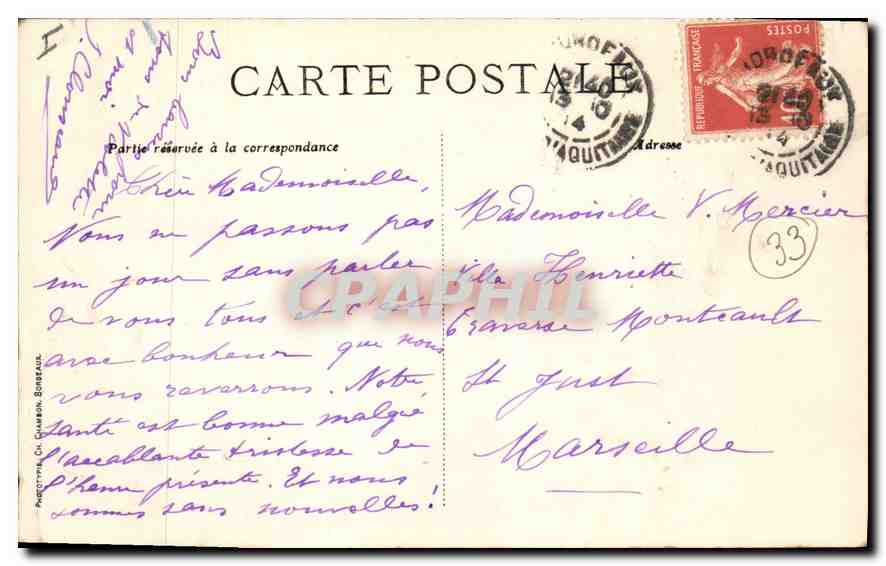 CPA Bordeaux Cathedrale Saint Andre Porte Royale — Rückseite