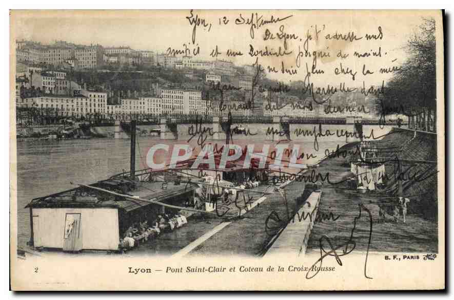 Lyon — Pont Saint-Clair et Coteau de la Croix-Rousse — B. F., PARIS