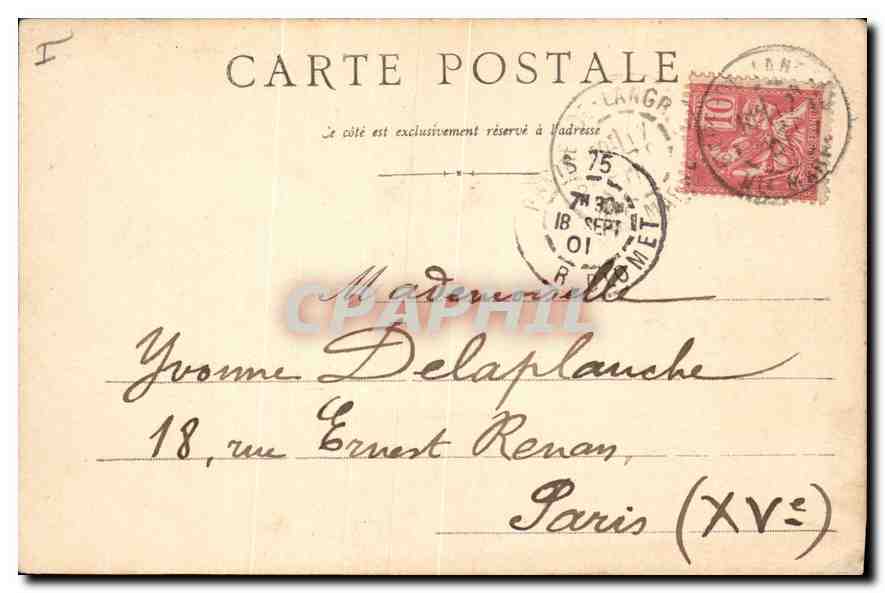 CPA Langres Fontaine des Fees — Rückseite
