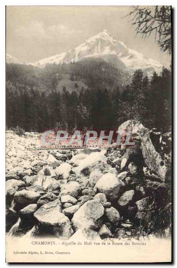 CPA Chamonix Aiguille du Midi vue de la Route des Bossons