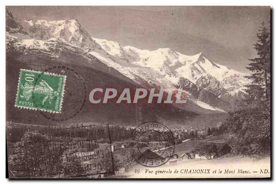 Vue générale de CHAMONIX et le Mont Blanc — ND. — ND.