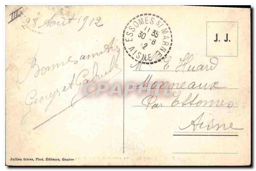 Chamonix — la gare et le Mont-Blanc — J.J. 2285 — Reverso