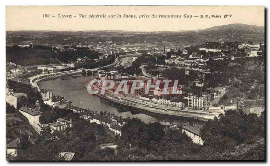 CPA Lyon Vue generale sur la Saonr prise du Restaurant Gay