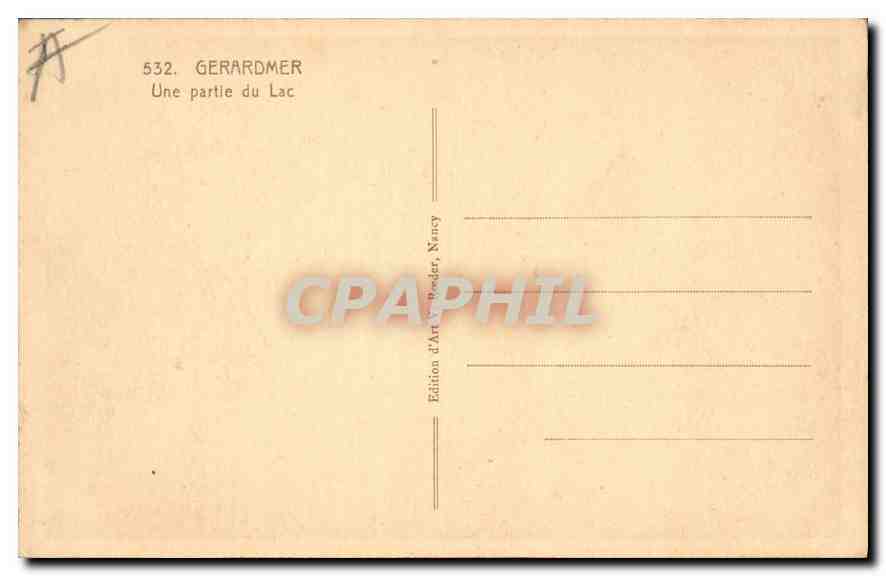 CPA Gerardmer Une Partie du Lac — Rückseite