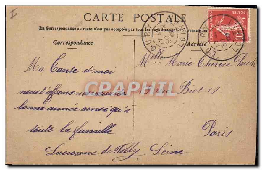 CPA Lyon La Bourse — Verso