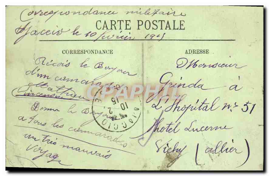 CPA Ajaccio Type de Paysanne Corse Folklore — Back
