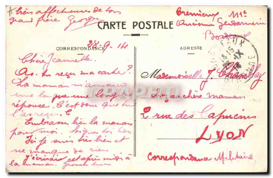 CPA Bordeaux Le Jardin Public Le Pont — Rückseite