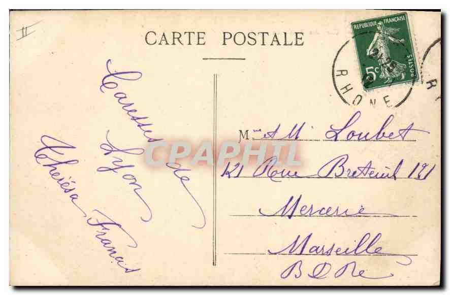 CPA Lyon Gare des Brotteaux — Verso