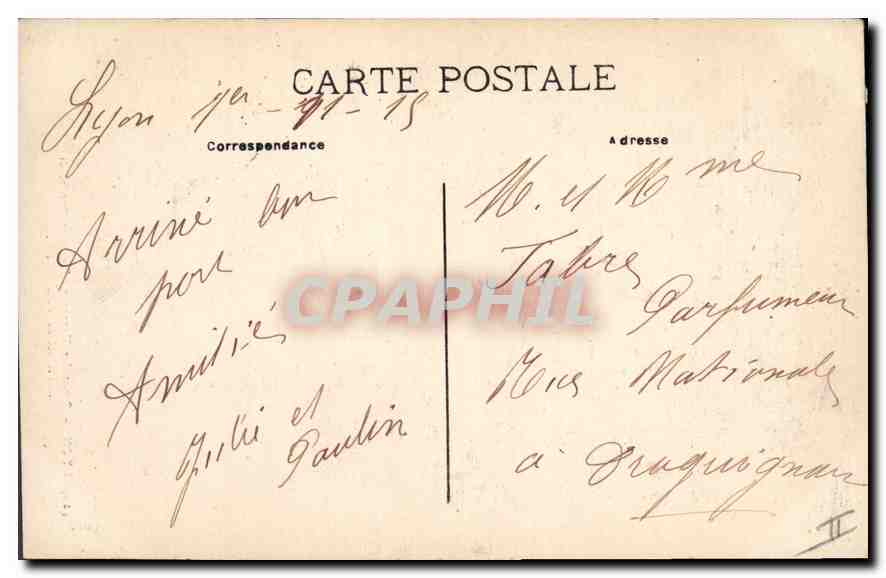 CPA Lyon Place des Terreaux Fontaine Bartholdi — Verso