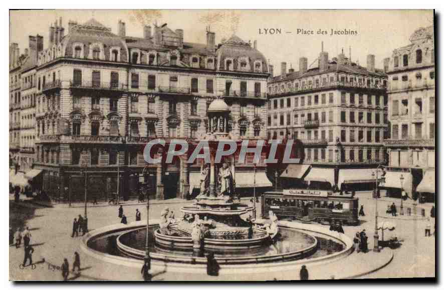 CPA Lyon Place des Jacobins Tramway