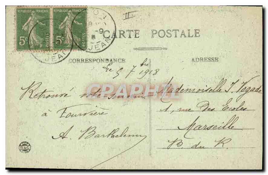 CPA Lyon Place des Jacobins Tramway — Verso