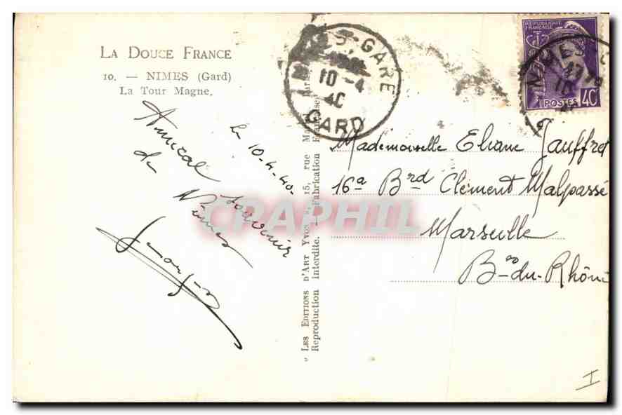 CPA Nimes (Gard) La Tour Magne — Rückseite