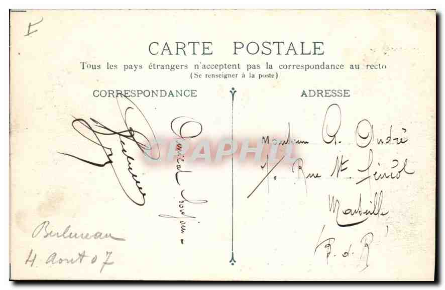 CPA Bordeaux Les Allees Damour — Verso