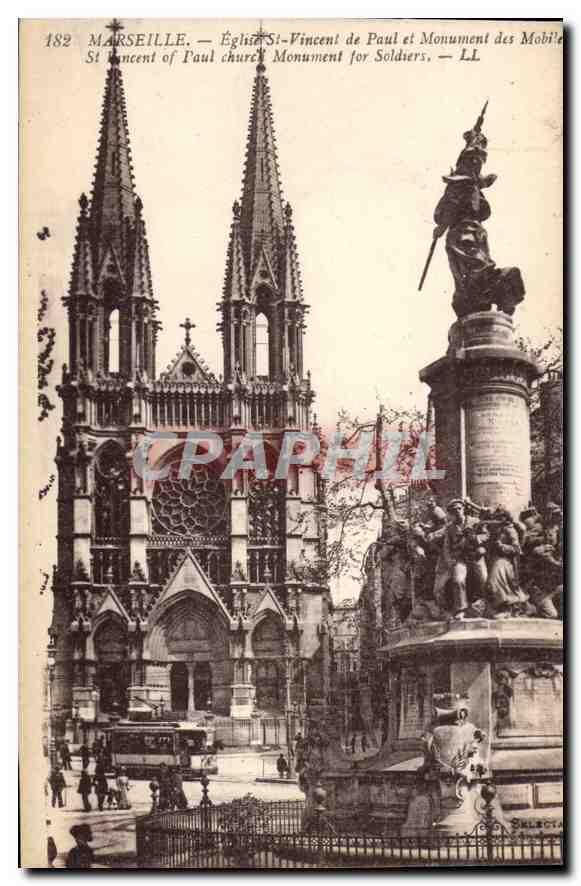 CPA Marseille Eglise St Vincent de Paul et Monument de Mobiles