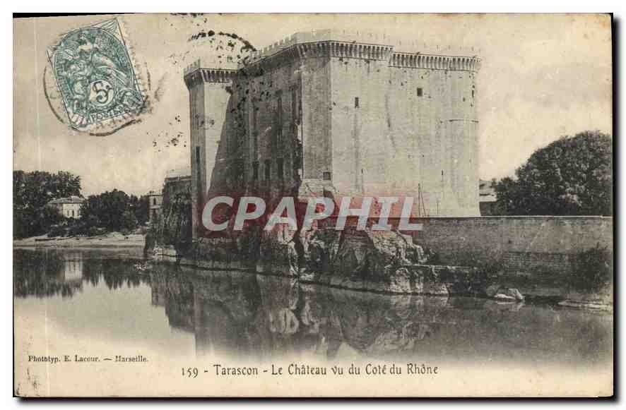 Tarascon - Ansicht des Schlosses von der Seite des Rhônes — Phototyp. E. Lacour — Marseille, Nr. 159