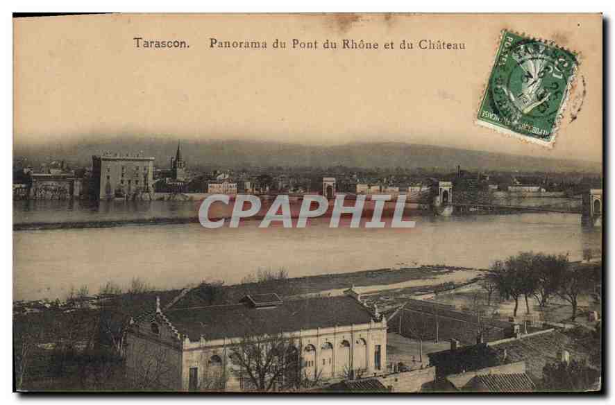 Tarascon. Panorama du Pont du Rhône et du Château — Photo-steliers Baudonin, Vin ent. Marseille