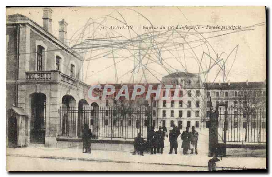 Avignon — Caserne du 58e d'Infanterie — Façade principale — Édition P. D.