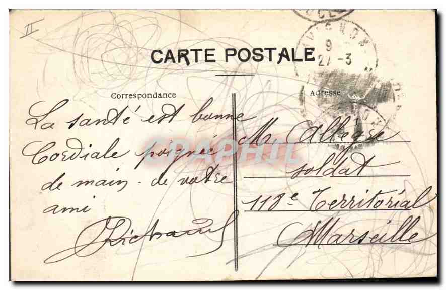 Avignon — Caserne du 58e d'Infanterie — Façade principale — Édition P. D. — Verso