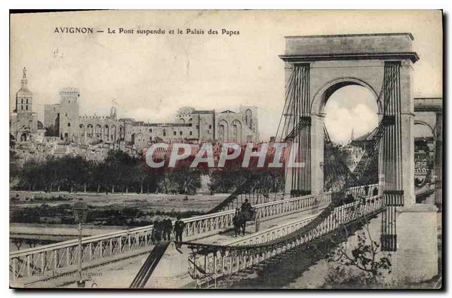 CPA Avignon (Vaucluse) Le Pont Suspendu et le Palais des Papes