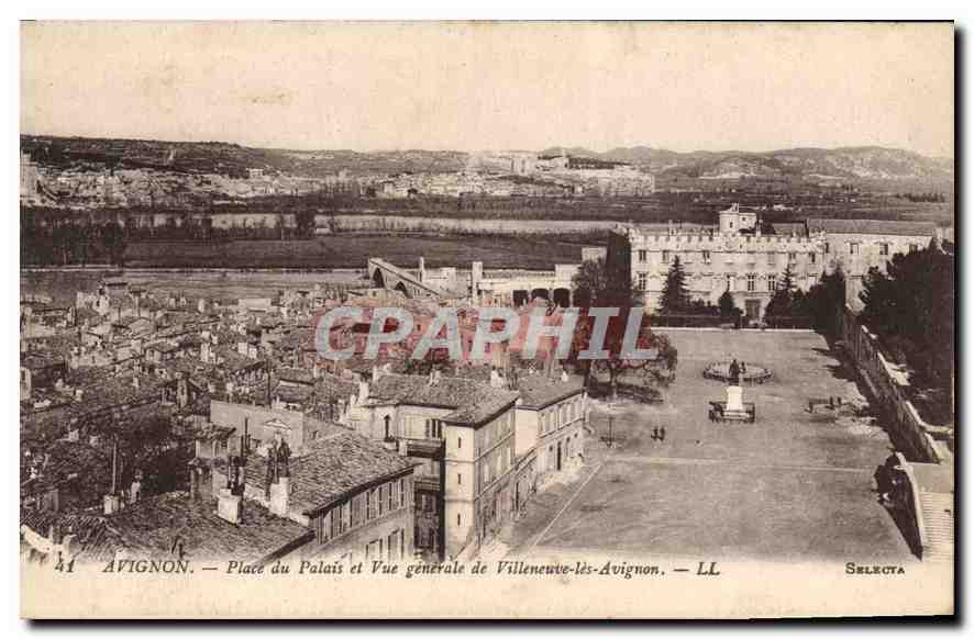Avignon — Place du Palais et Vue générale de Villeneuve-lès-Avignon — Selecta