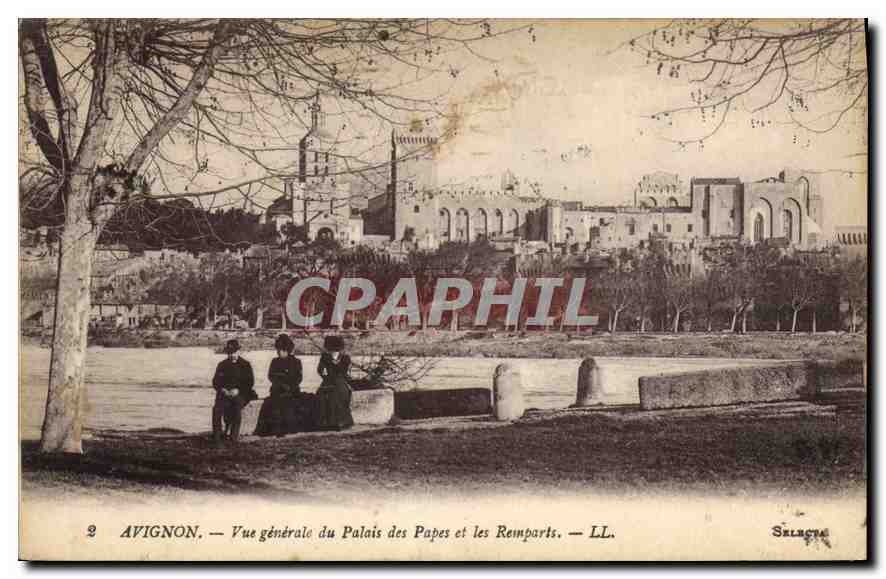Avignon — Vue générale du Palais des Papes et les Remparts — LL. — Sélecta