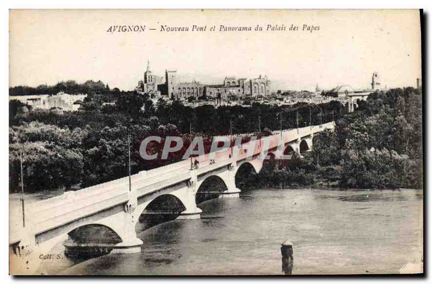 Avignon — Nouveau Pont et Panorama du Palais des Papes