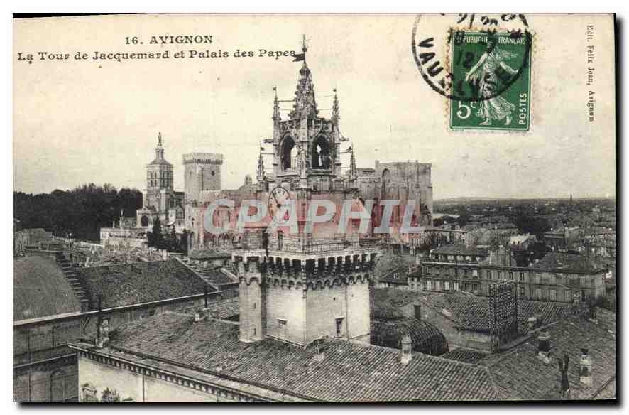 CPA Avignon (Vaucluse) La Tour de Jacquemard et Palais des Papes