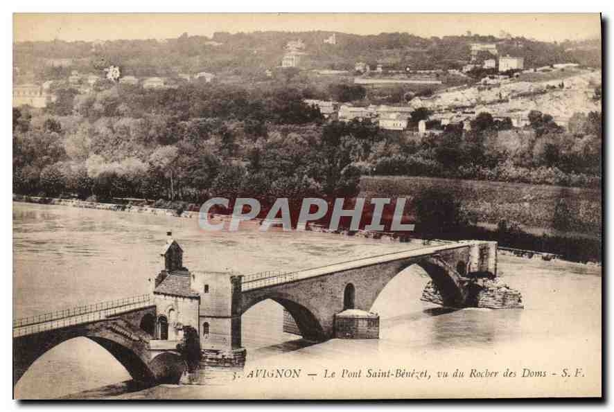 Avignon — Le Pont Saint-Bénézet, vu du Rocher des Doms — S.F.