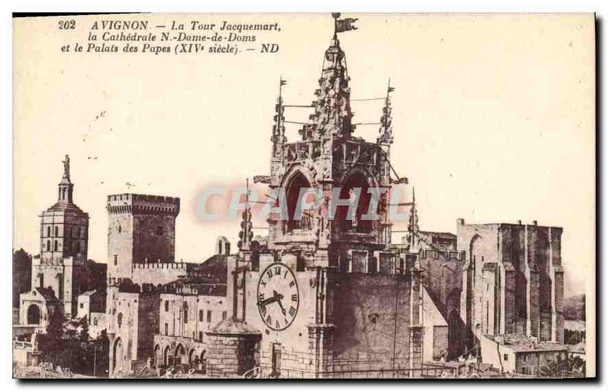 CPA Avignon (Vaucluse) La Tour Jacquemart la Cathedrale N D de Doms et le Palais des Papes