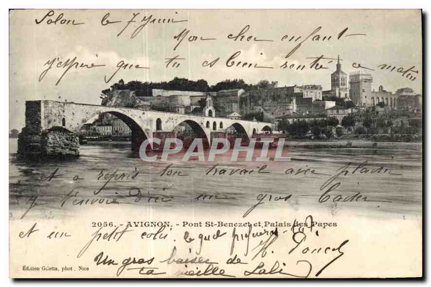 CPA Avignon Pont St Benezet et Palais les Papes