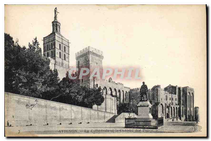 CPA Avignon la Cathedrale et le chateau des Papes 