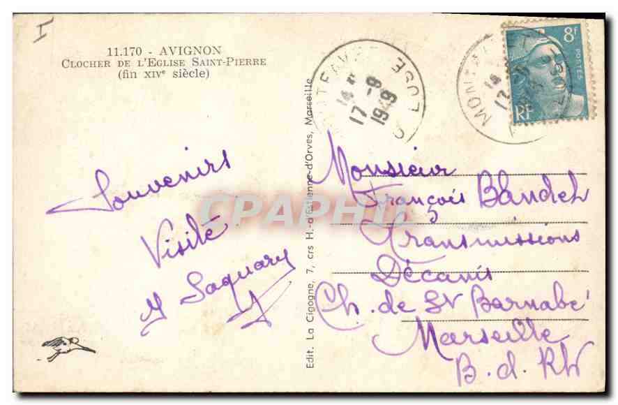 CPA Avignon Clocher de l'eglise Saint Pierre fin XIV siecle  — Rückseite