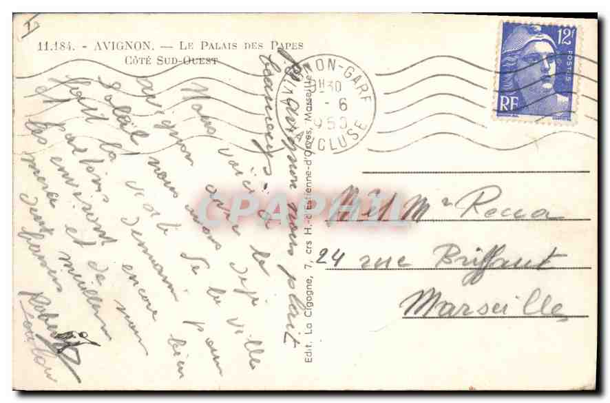 CPA Avignon le palais des Papes Cote Sud Ouest  — Verso