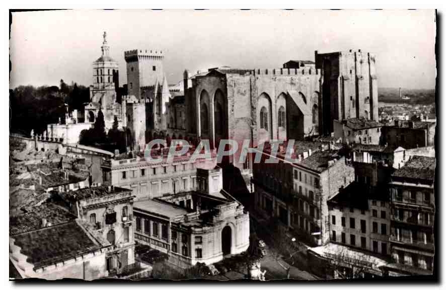 Avignon — Vue générale du Palais des Papes (XIVe siècle) — Edit. ROUX et LACOMBE, rue G.-Puy