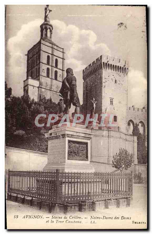 CPA Avignon statue de Crillon Notre Dame des Doms et la Tour Campana 