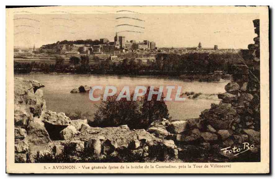 Avignon - Vue générale (prise de la brèche de la Comtadine, près la Tour de Villeneuve) — Foto Bo